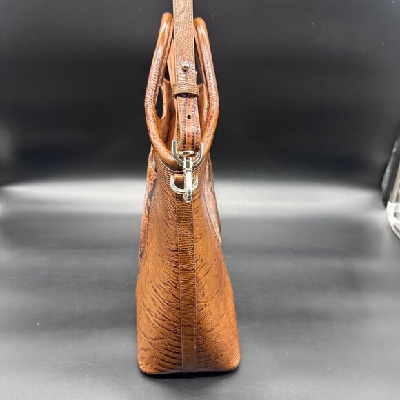 Brahmin Elaine Satchel Purse Bag Mahogany Cassaway Leather Adjustable Strap - Picture 2 of 16